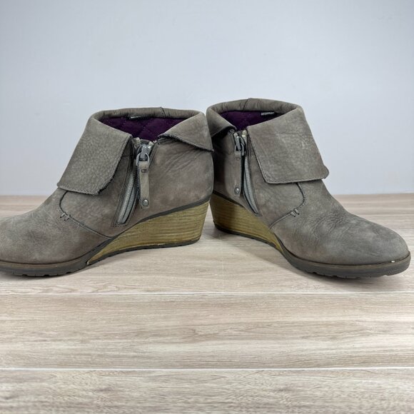 The North Face Women’s Leather Wedge Ankle Boots Gray Waterproof IcePick 7.5 - Picture 7 of 11